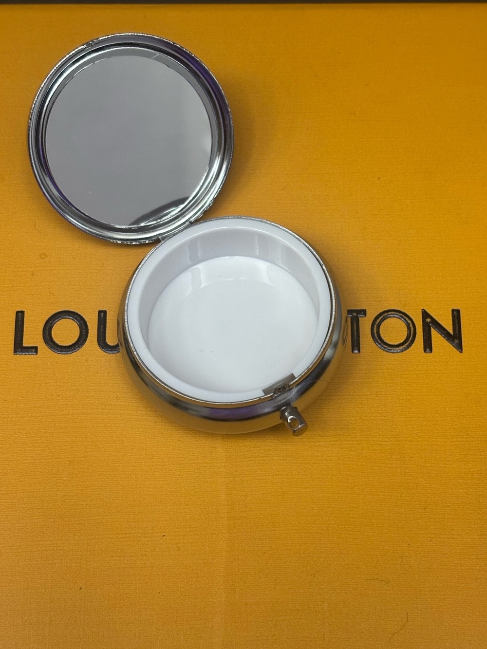 Louis Vuitton Pill Box/Container with Mirror 2 inch diameter - Picture 2 of 3